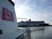 Queen Mary 2 is seen from on board the Hythe ferry